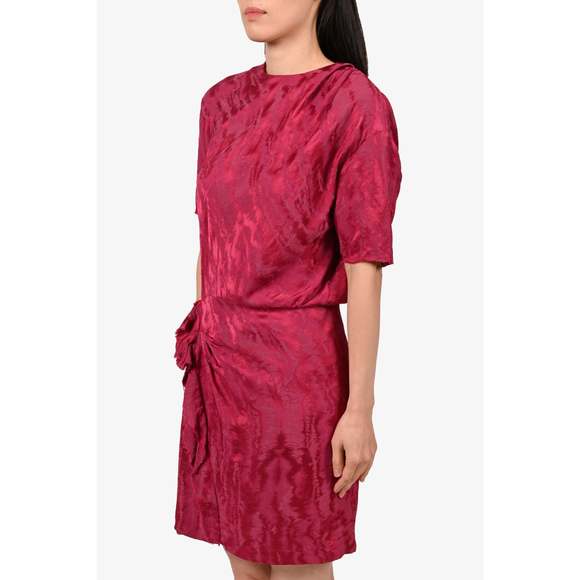 Isabel Marant Magenta Jacquard Ruffle Raw hem Dress sz 38 - Picture 2 of 3